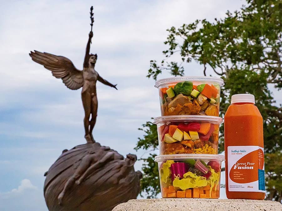 Ready eat meals and juice in Memorial Park, in Riverside, Florida - the place to contact Kathy's Table.